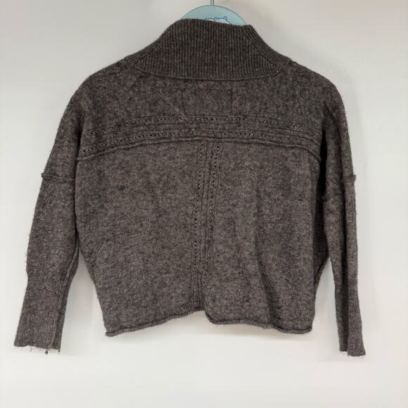 All Saints Crossover Neck Sweater Kids Sze 2Y Gray Lambswool Blend Kidcore - Picture 2 of 5